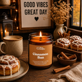 cinnamon bun scented candle wooden wick