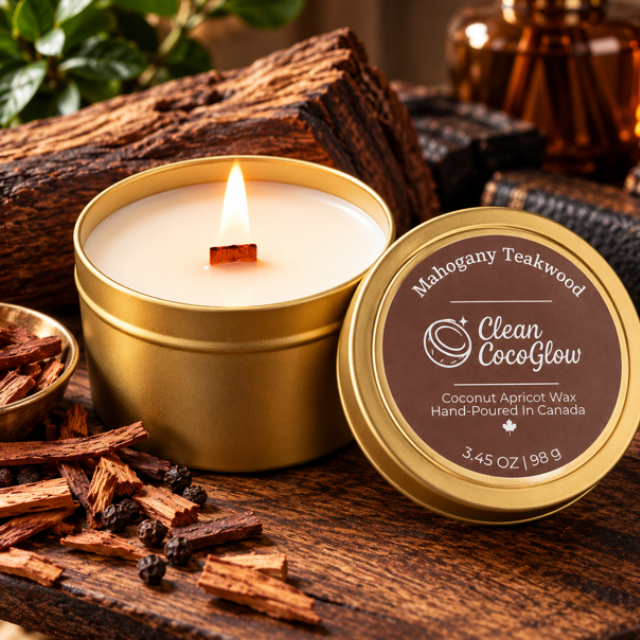 Mahogany Teakwood Candle Tin