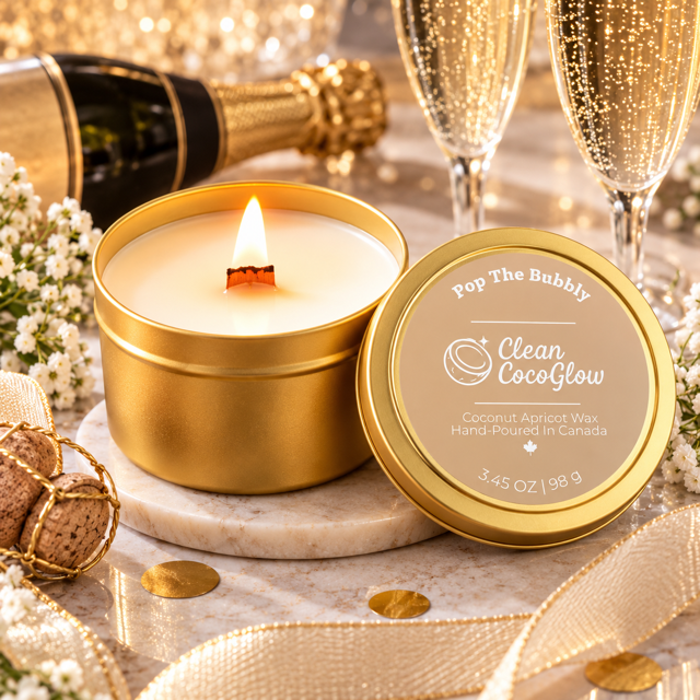 pop the bubbly scented candle tin