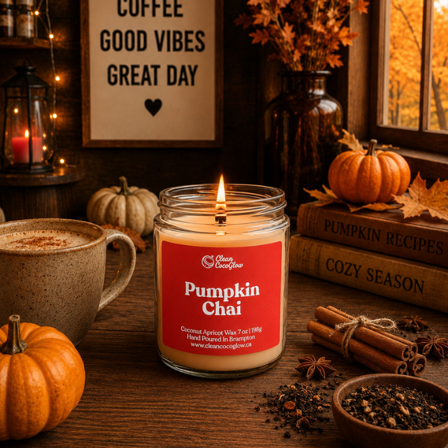 pumpkin chai scented candle wooden wick